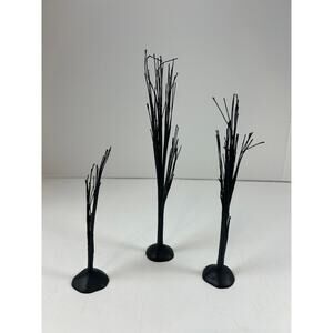 Department 56 Black Bare Branch Trees Halloween Village Set of 3